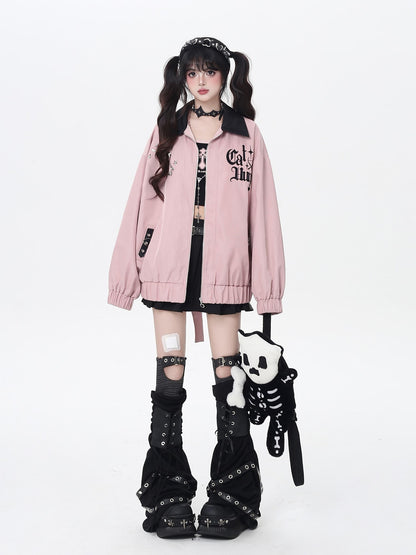 CRAZYGIRL Loose Fit Letter Embroidered Striped Hooded Women&