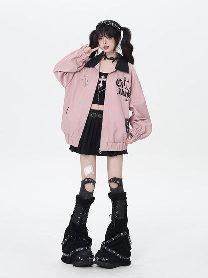 CRAZYGIRL Loose Fit Letter Embroidered Striped Hooded Women&