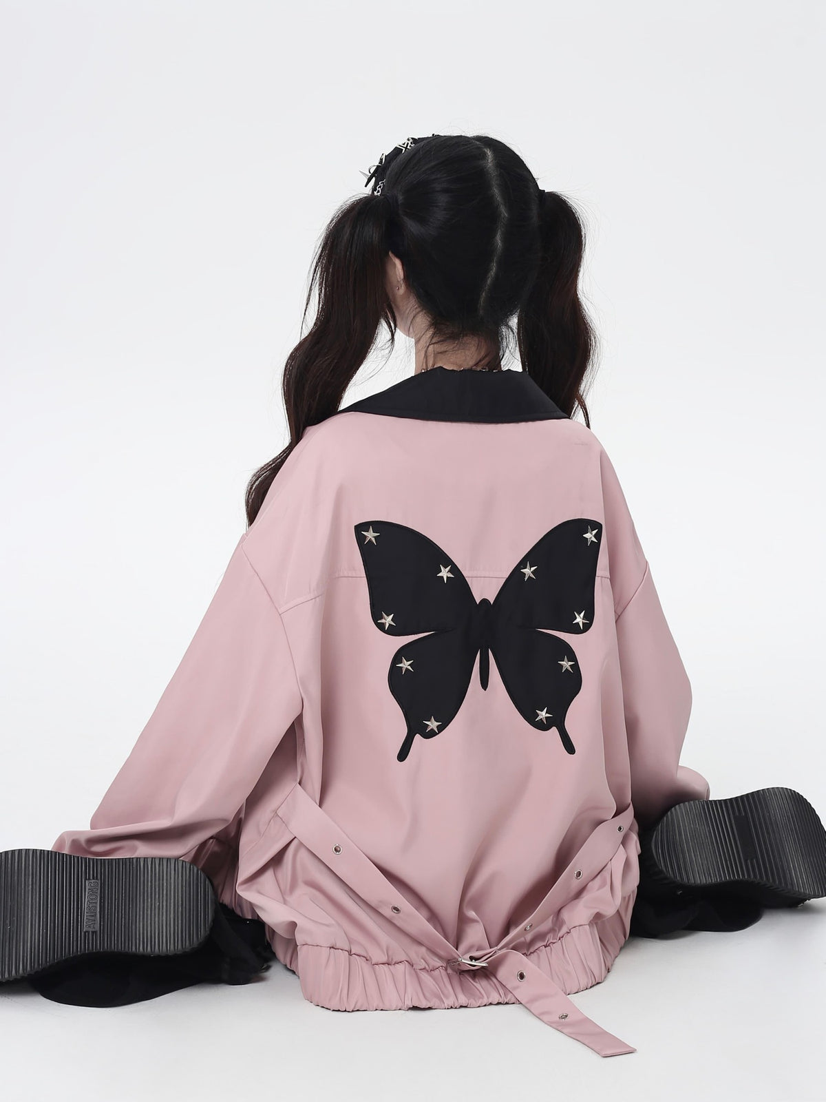 CRAZYGIRL Loose Fit Letter Embroidered Striped Hooded Women&