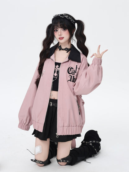 CRAZYGIRL Loose Fit Letter Embroidered Striped Hooded Women&