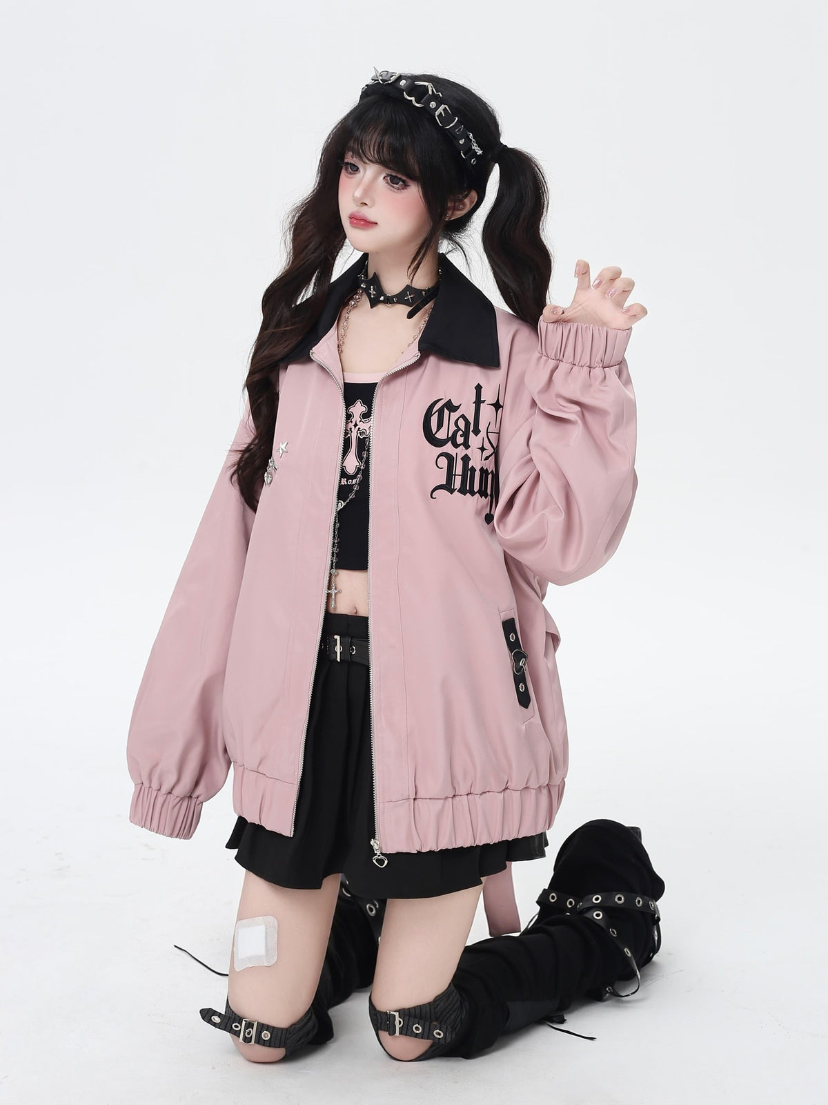 CRAZYGIRL Loose Fit Letter Embroidered Striped Hooded Women&