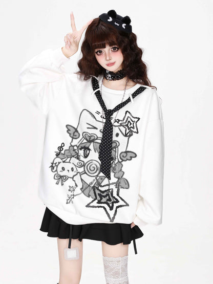 CRAZYGIRL_Loose_Fit_Lollipop_Girl_Round_Neck_Preppy_Style_Women&