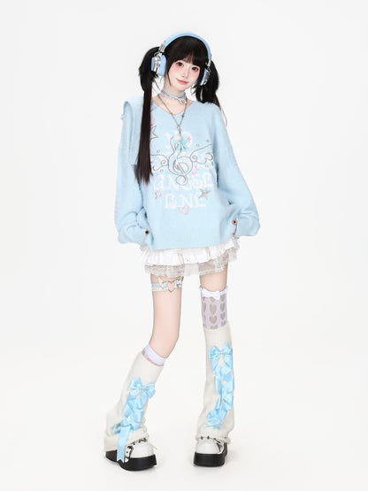 CRAZYGIRL Musical Note Embroidery Cat Ear Hooded Loose Fit Faux Mink Women&