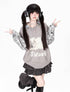 CRAZYGIRL_Plush_Cat_Applique_Plaid_Patchwork_Faux_Two_Piece_Polo_Collar_Women&