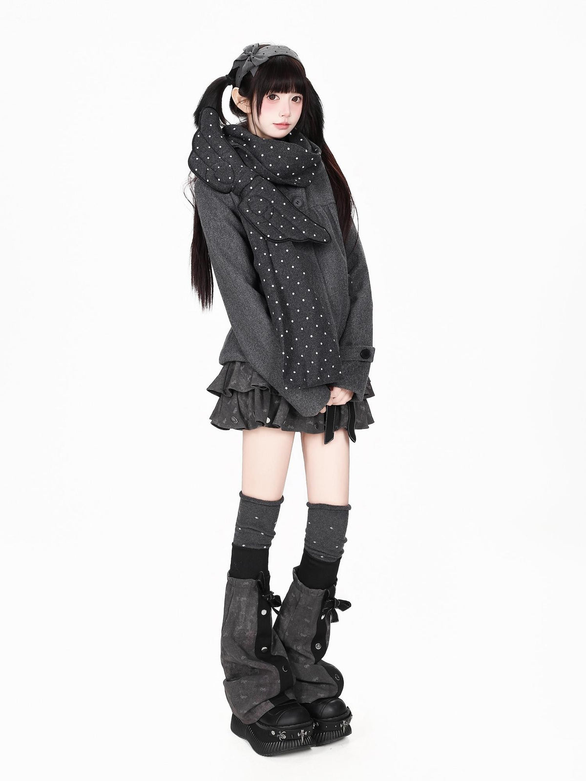 Polka Dot Wool Blend Straight Fit Women&