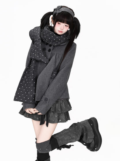 Polka Dot Wool Blend Straight Fit Women&