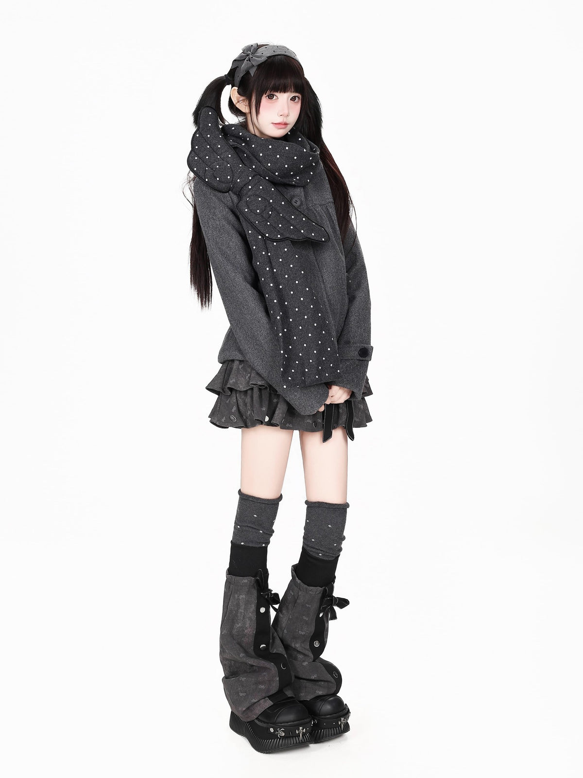 CRAZYGIRL Polka Dot Wool Blend Straight Fit Women&
