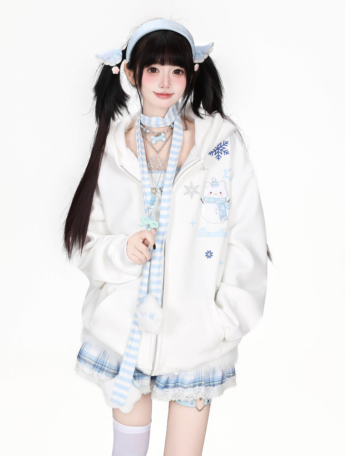 CRAZYGIRL_Snowman_Embroidered_Fleece_Lined_Loose_Fit_Women&