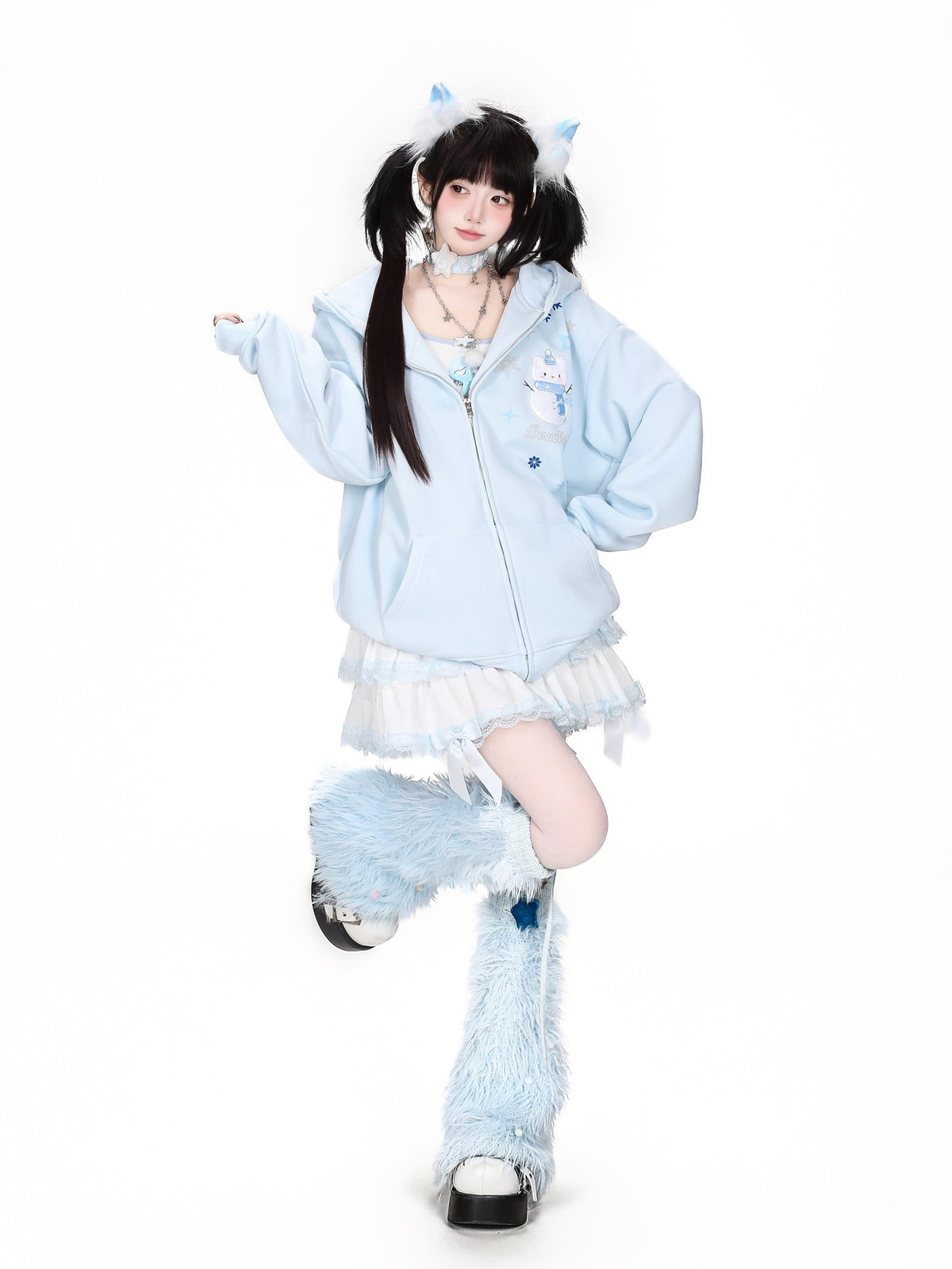 CRAZYGIRL Snowman Embroidered Fleece Lined Loose Fit Women&