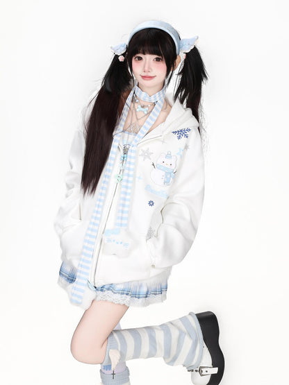 CRAZYGIRL Snowman Embroidered Fleece Lined Loose Fit Women&