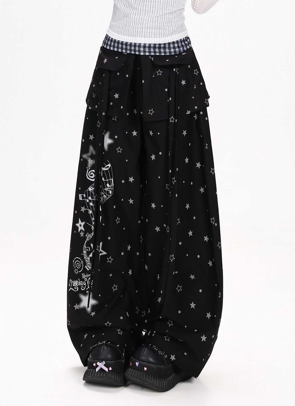 CRAZYGIRL_Star_Music_Note_High_Waist_Loose_Cargo_Women&