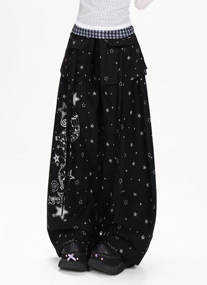 CRAZYGIRL_Star_Music_Note_High_Waist_Loose_Cargo_Women&