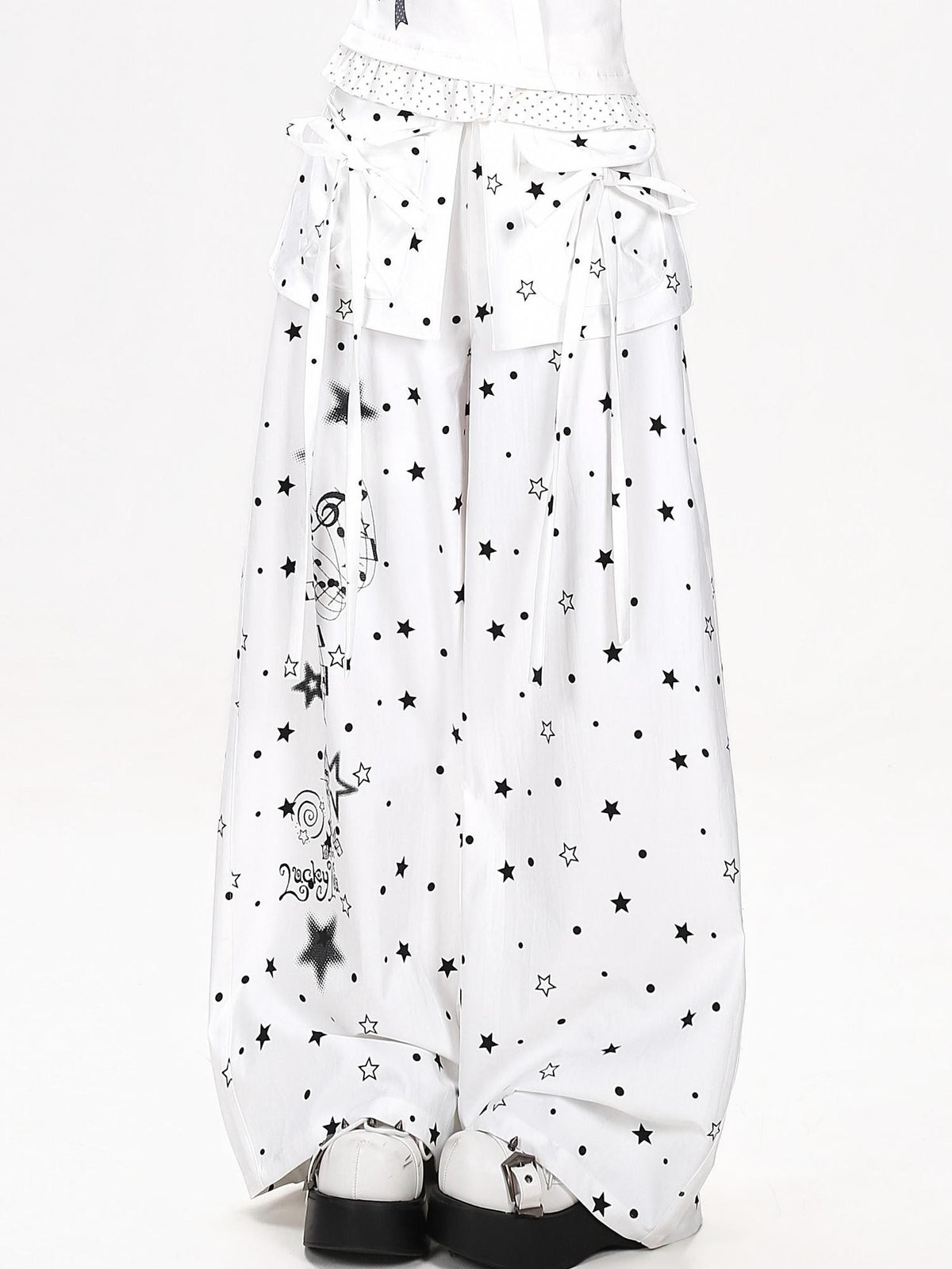 CRAZYGIRL Star Music Note High Waist Loose Cargo Women&