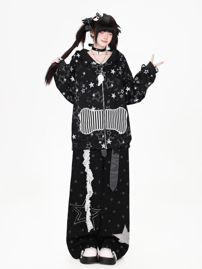 CRAZYGIRL Star Patch Belted High Waist Women&