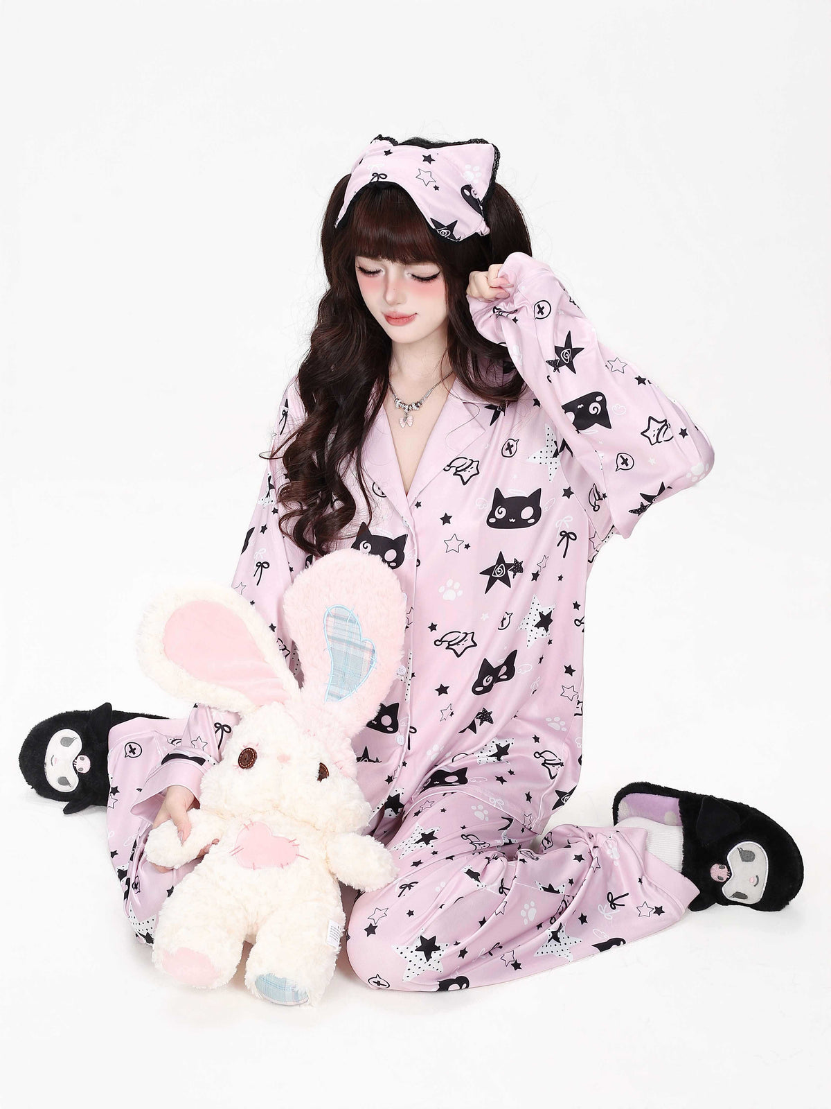 CRAZYGIRL_Star_Print_Loose_Fit_Long_Sleeve_Button_Front_Women&