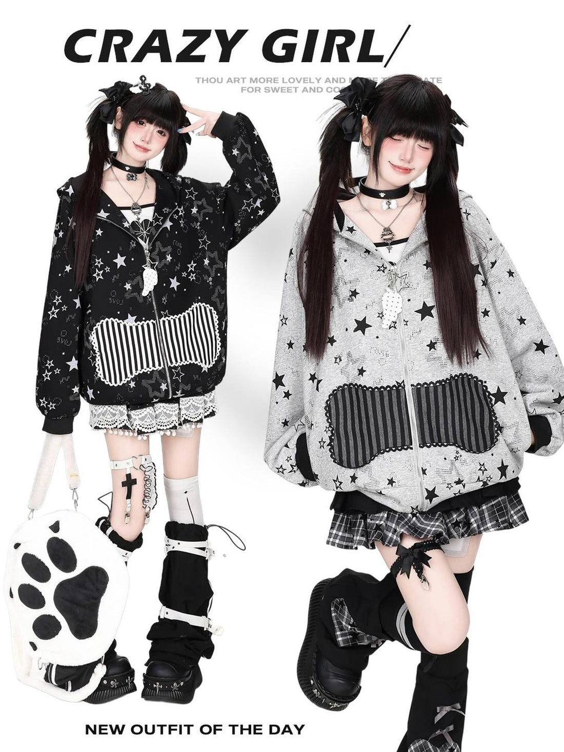 CRAZYGIRL Star Print Loose Fit Long Sleeve Women&