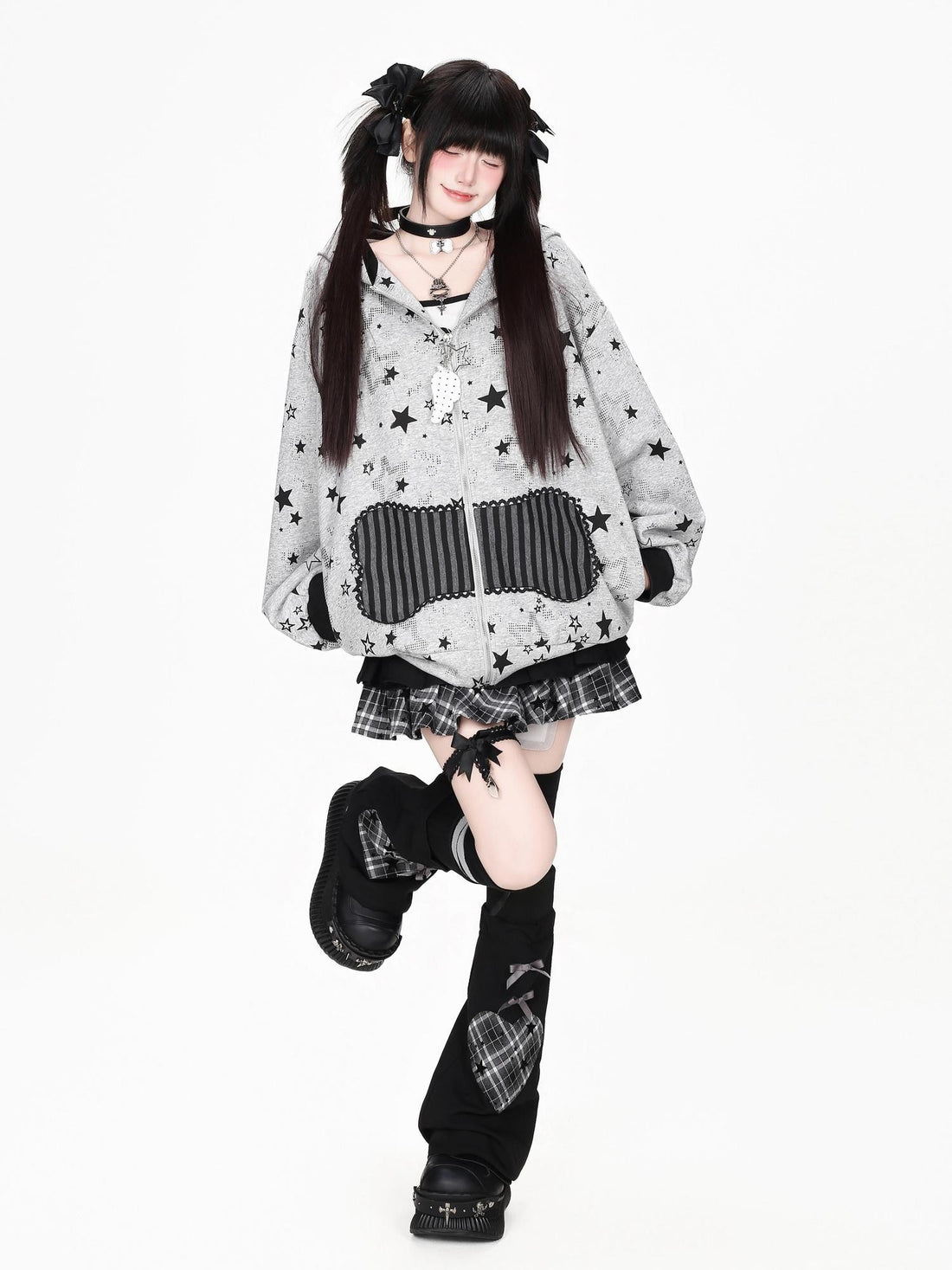 CRAZYGIRL Star Print Loose Fit Long Sleeve Women&