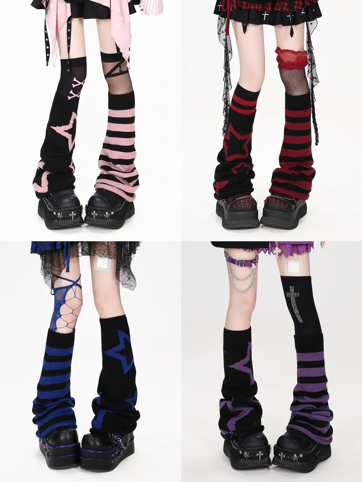 CRAZYGIRL Y2k Star Color Block Striped Knit Jacquard Women&