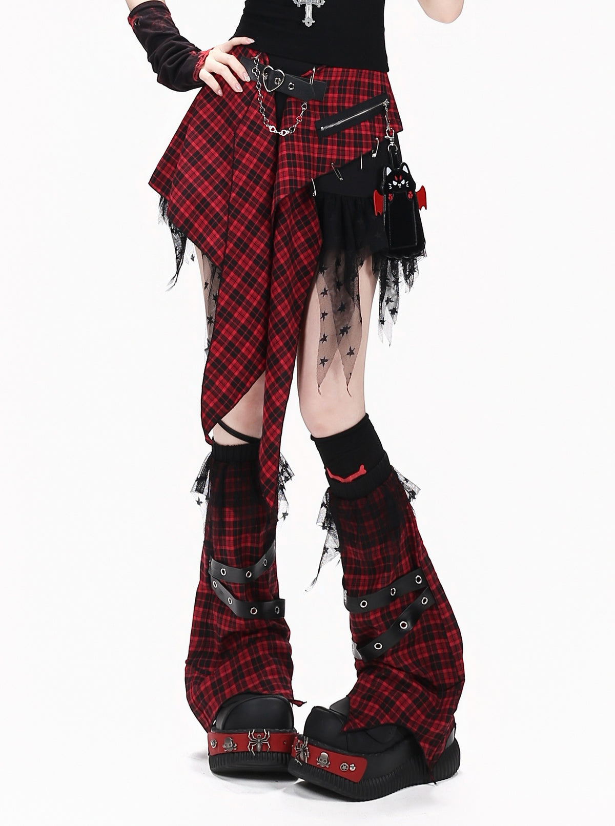CRAZYGIRL_Y2k_Streetwear_Patchwork_High_Waist_Asymmetric_Women&