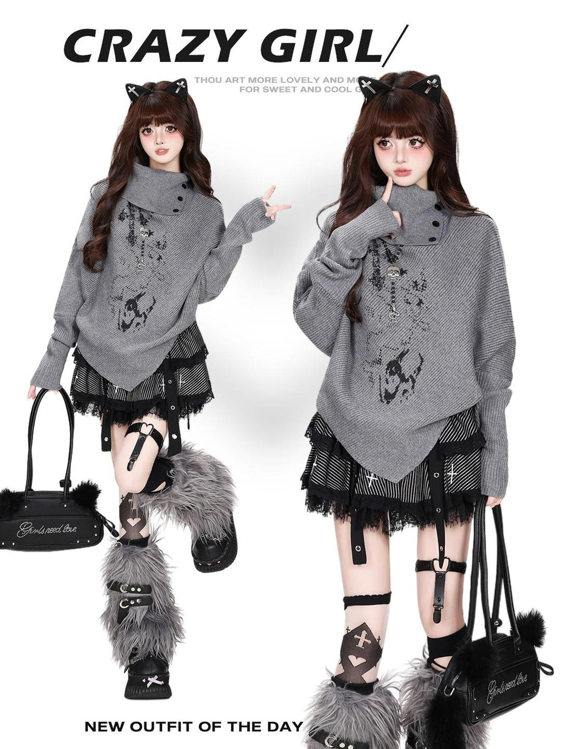 CRAZYGIRL Y2k Vintage Loose Batwing Sleeve Knit Women&