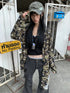 Punk Star Camo Cropped Hoodie Top