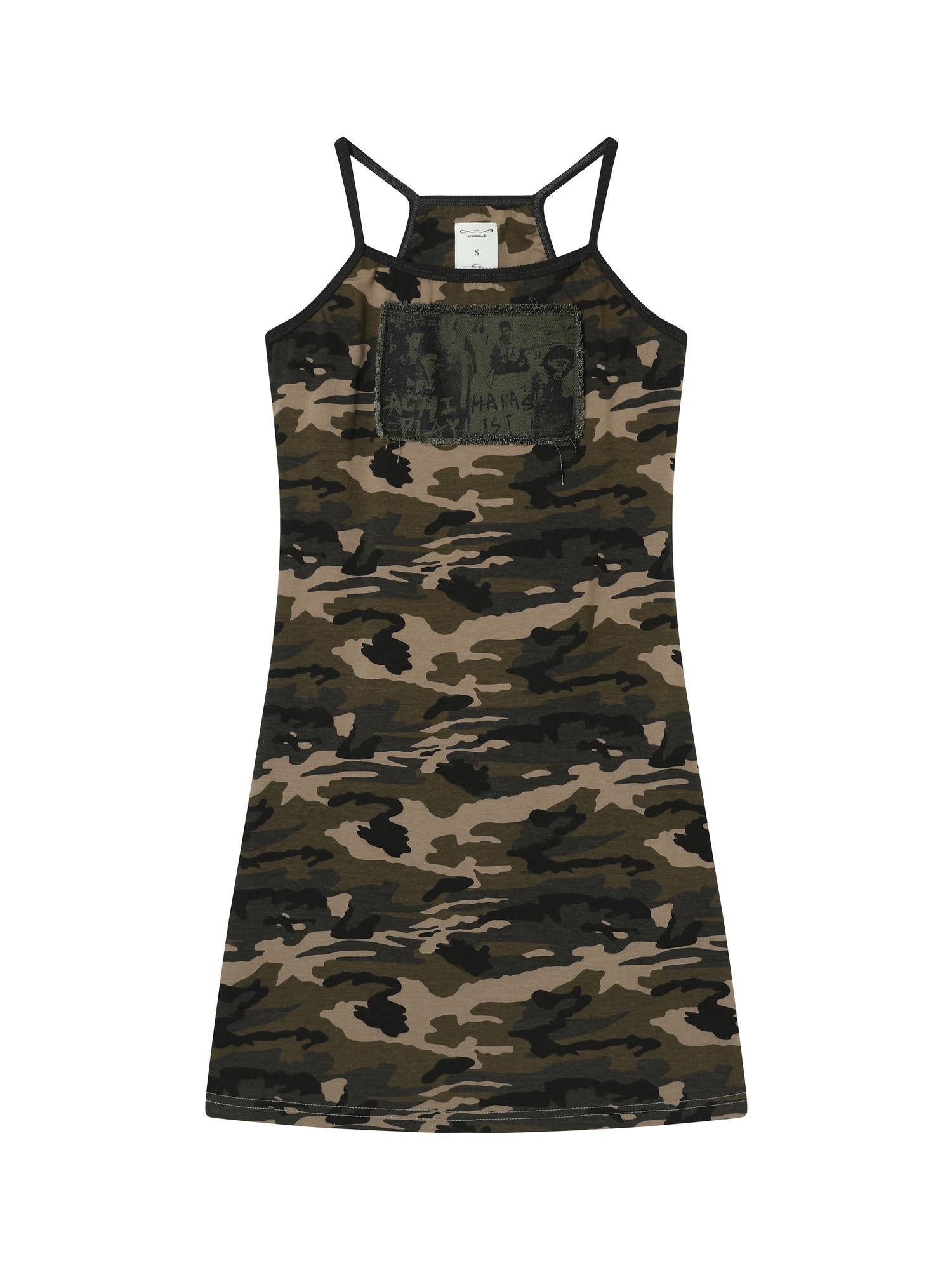 Achihara Camouflage Patchwork Strap Dress