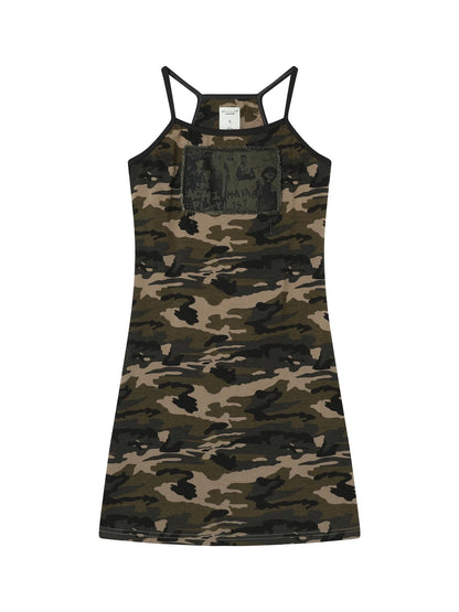 Camouflage Patchwork Strap Dress