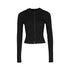 ALINNV STUDIO Double Zip Print Knit Vest Cropped Cardigan