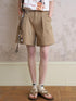 DIDDI MODA Casual Pleated Wide Leg Mid Shorts