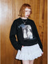DIDDI MODA Cat Dog Crown Embroidered Loose Cotton Sweatshirt