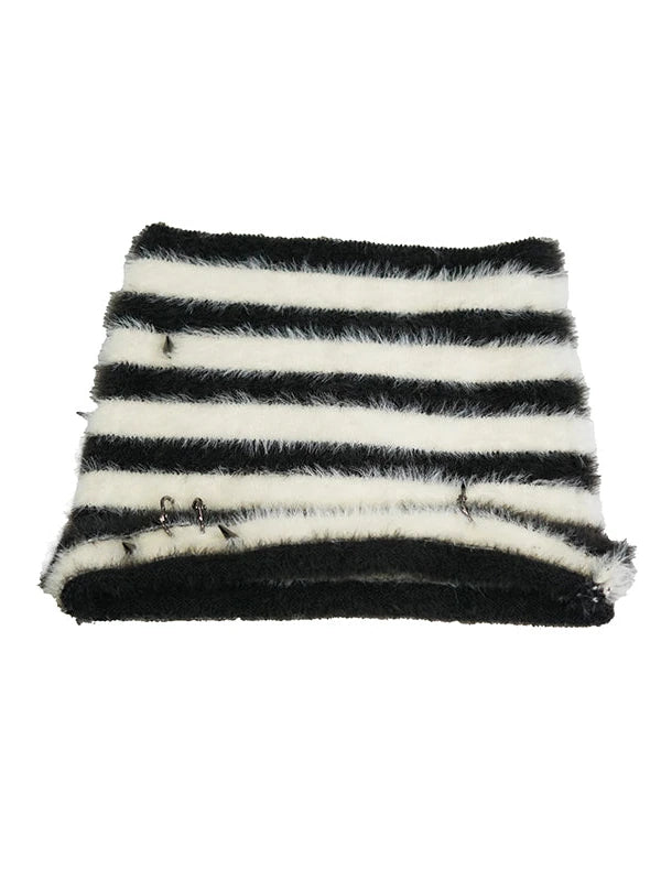 Punk Stripe Cat Ear Studded Scarf Beanie