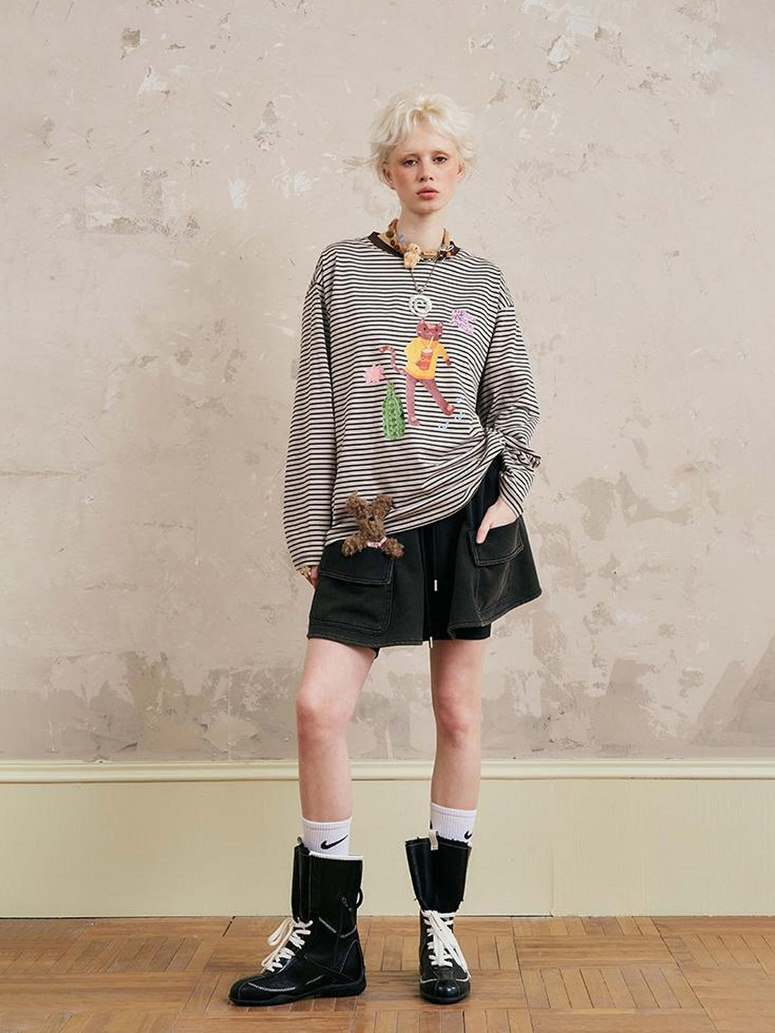 DIDDI MODA Cat Stripes Colorblock Tee