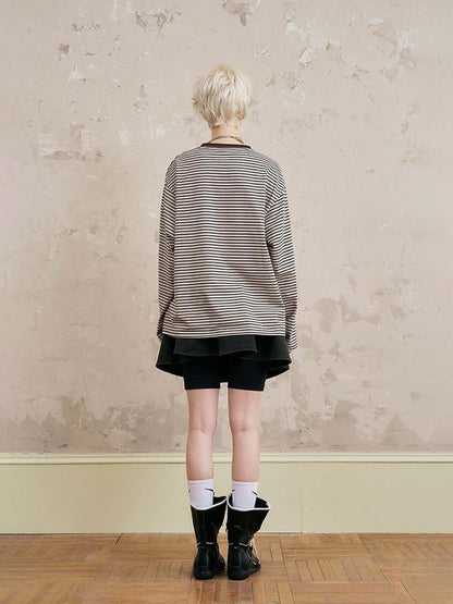 DIDDI MODA Cat Stripes Colorblock Tee