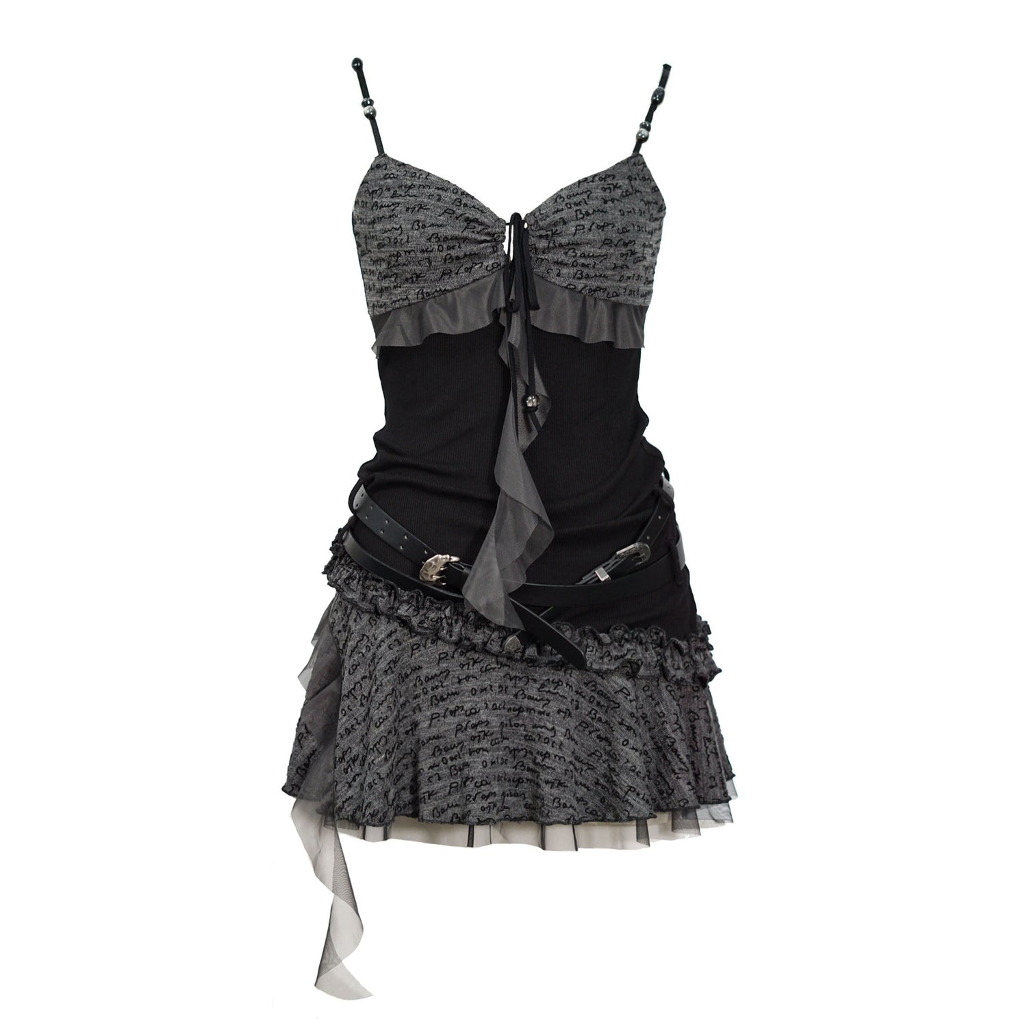 Cest_Nous_A_Line_Ruched_Tie_Belt_Mesh_Panel_Ruffle_Women&