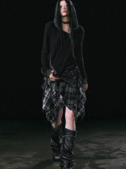 Update Cest Nous Asymmetrical Hooded Knit Top