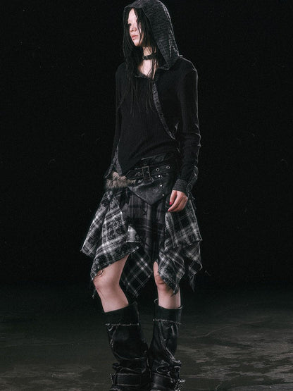 Update Cest Nous Asymmetrical Hooded Knit Top