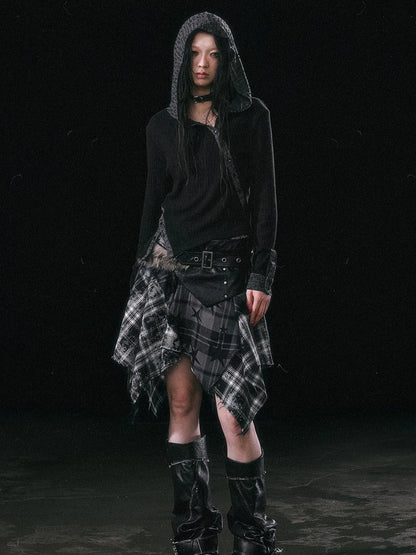 Asymmetrical Hooded Knit Top