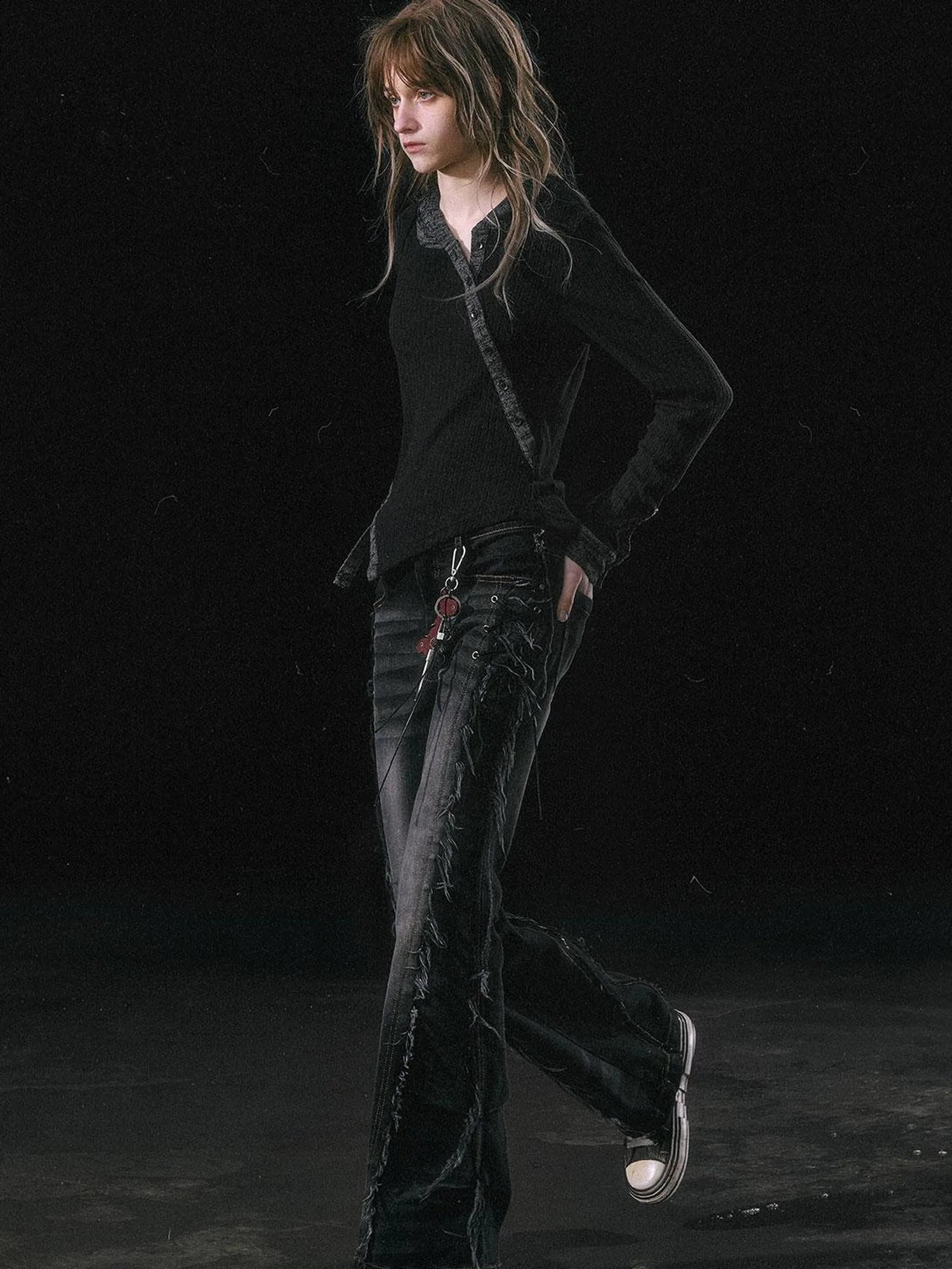 Asymmetrical Hooded Knit Top