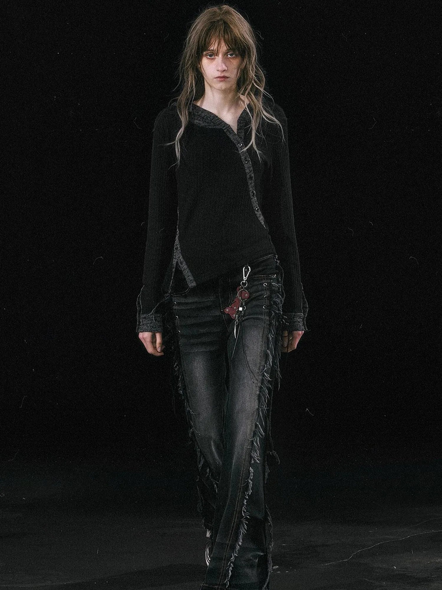 Asymmetrical Hooded Knit Top