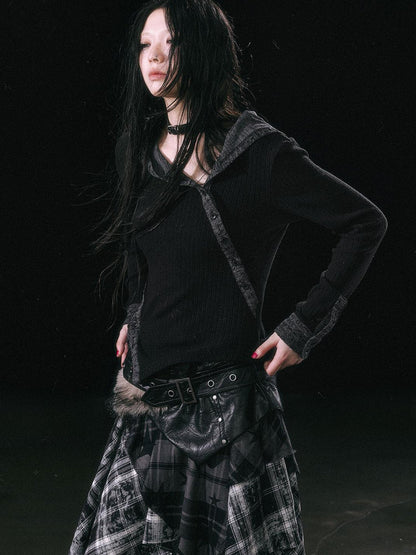 Update Cest Nous Asymmetrical Hooded Knit Top