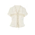 Cest_Nous_Beige_Plaid_Cross_Rivet_Pleated_Lace_Women&