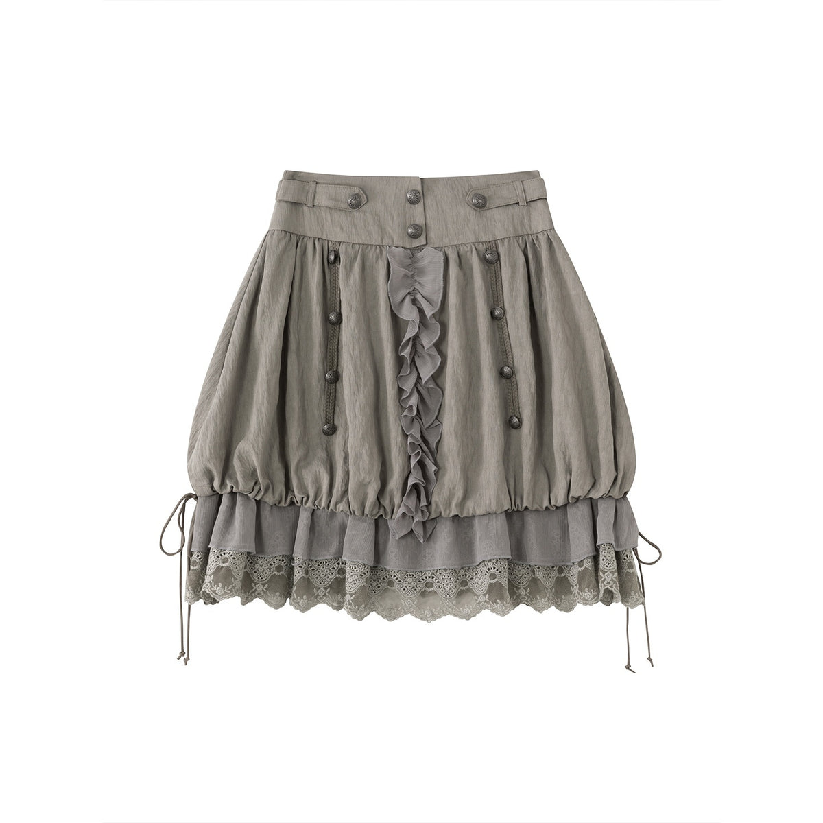 Cest_Nous_Chiffon_Lace_Spliced_Napoleon_Button_Mid_Waist_A_Line_Bubble_Women&