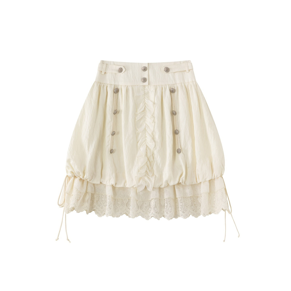Cest_Nous_Chiffon_Lace_Spliced_Napoleon_Button_Mid_Waist_A_Line_Bubble_Women&