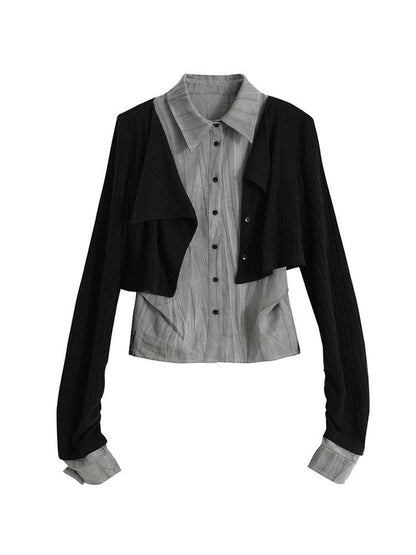 Cest Nous Colorblock Patchwork Faux Layered Women&