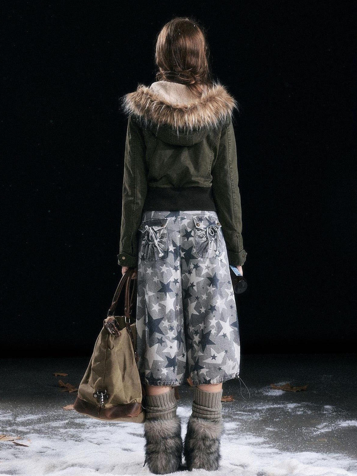 Cest Nous Cotton Filled Hooded Short Straight Commuter Women Olive Green Puffer Jacket