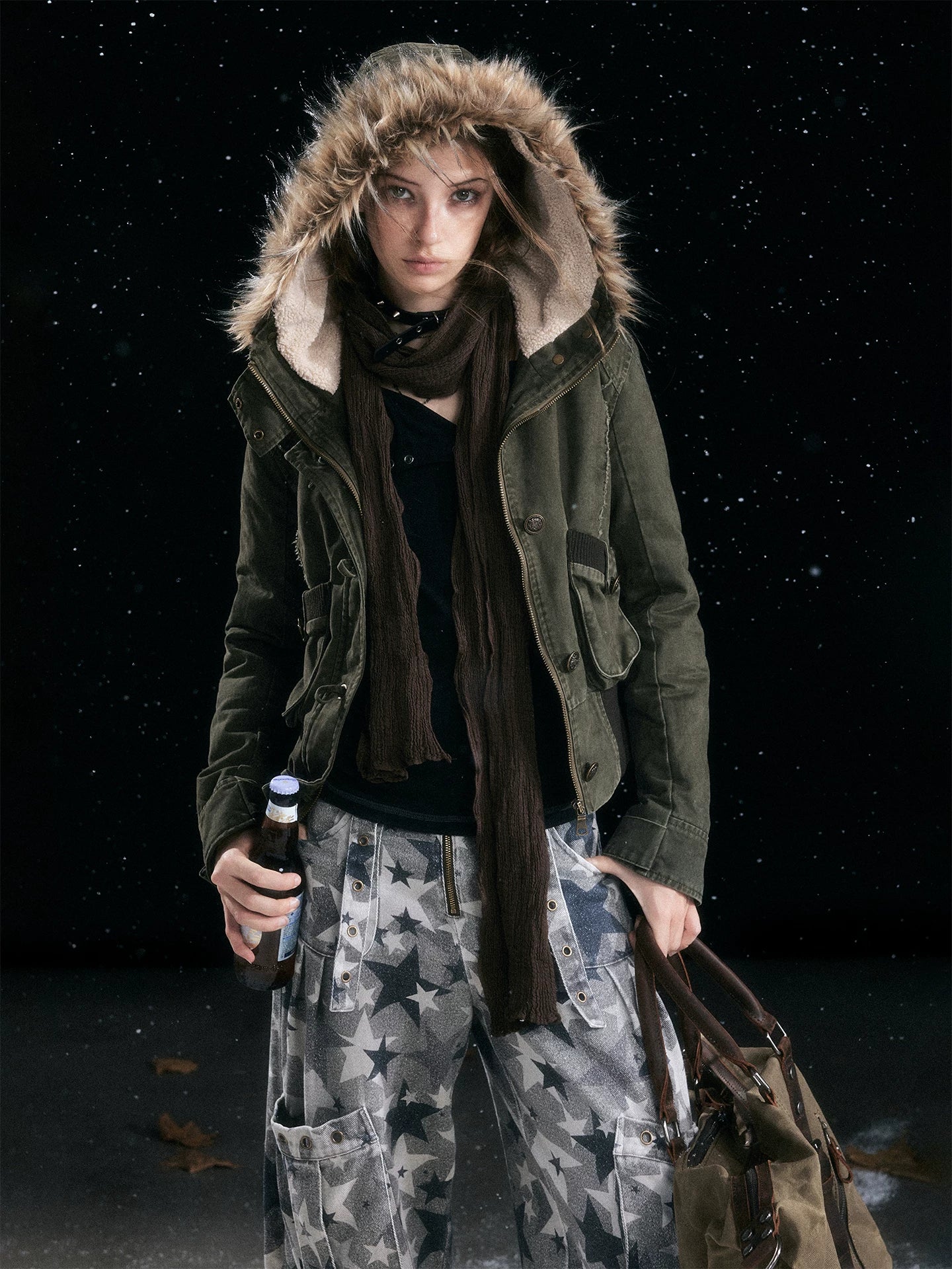 Cest Nous Cotton Filled Hooded Short Straight Commuter Women Olive Green Puffer Jacket-1
