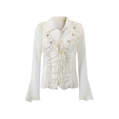 Cest_Nous_Court_Lace_Pleated_Collared_Placket_Long_Sleeve_Women&