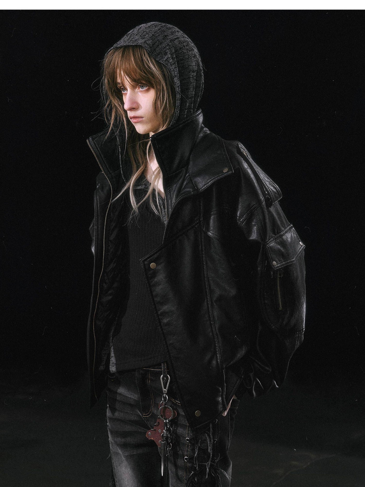 Cest Nous Cropped Detachable Fur Collar Flight Padded Women&