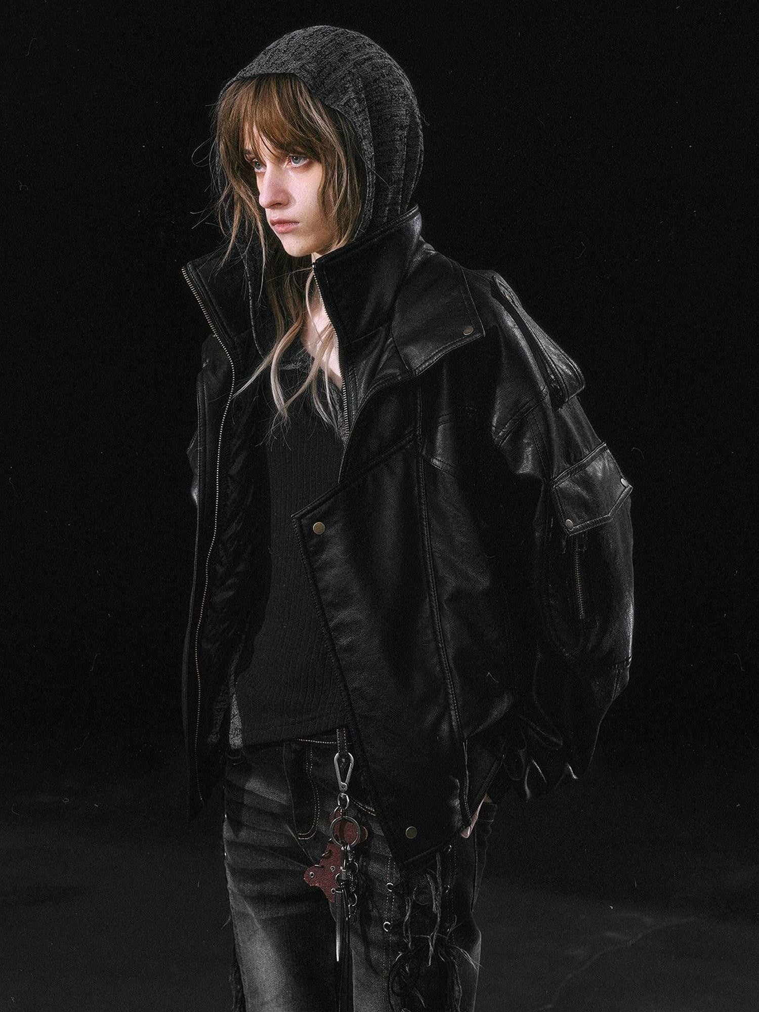 Cest Nous Cropped Detachable Fur Collar Flight Padded Women&