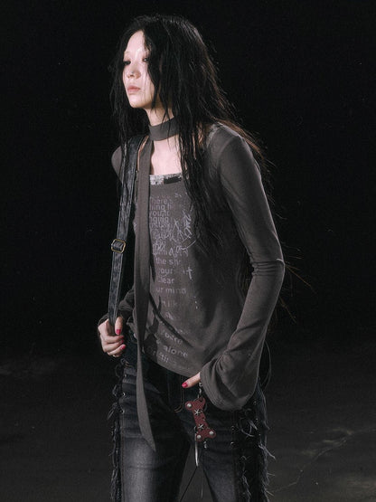 Cest Nous Deep Red Punk Bone Hanging Chain Women&
